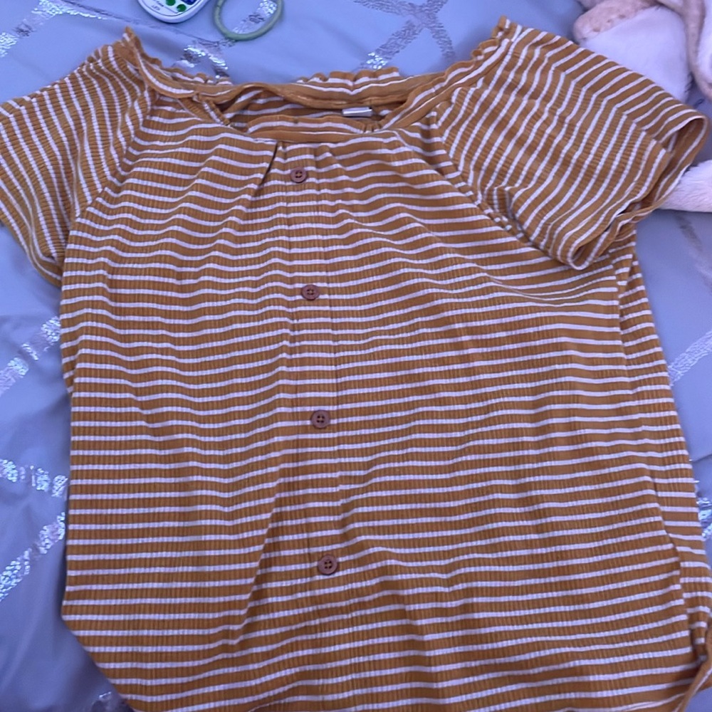 Yellow and white stripped blouse